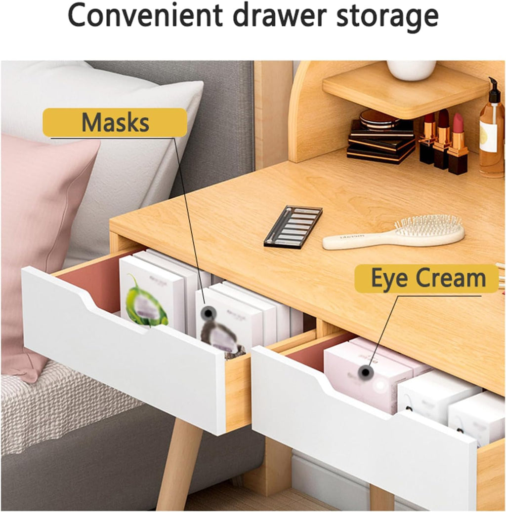 Makeup Vanity Desk with Mirror and Storage Drawers J7681