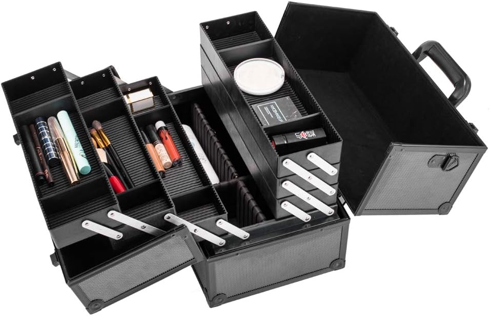 Portable Makeup Train Case with 6 Trays and Lock X41440