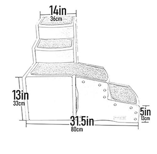 Pet Bed Stair for Cats and Dogs, Adjustable, Washable Carpet Treads D657175
