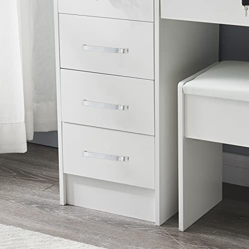 Vanity Set with Lights and Mirror, Storage Drawers and Stool N8097