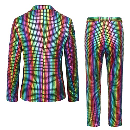70s Disco Costume Suit Set 2 Pieces Metallic Jacket and Pants P284376