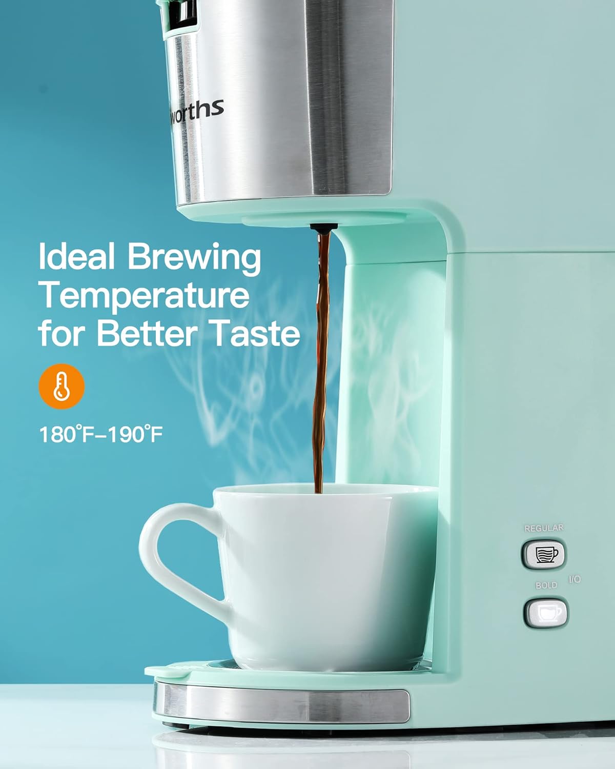 Single Serve Coffee Maker for K Cup & Ground Coffee, 6 to 14 oz. Brew Sizes E762854