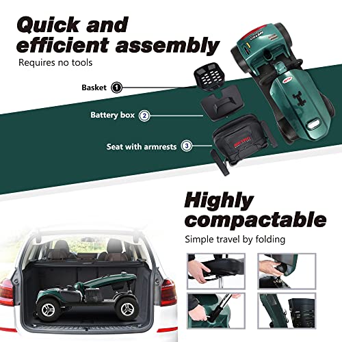 Electric Mobility Scooter for Adults and Seniors, 4-Wheel, 300 lbs Capacity, Lightweight Folding for Travel Z673704