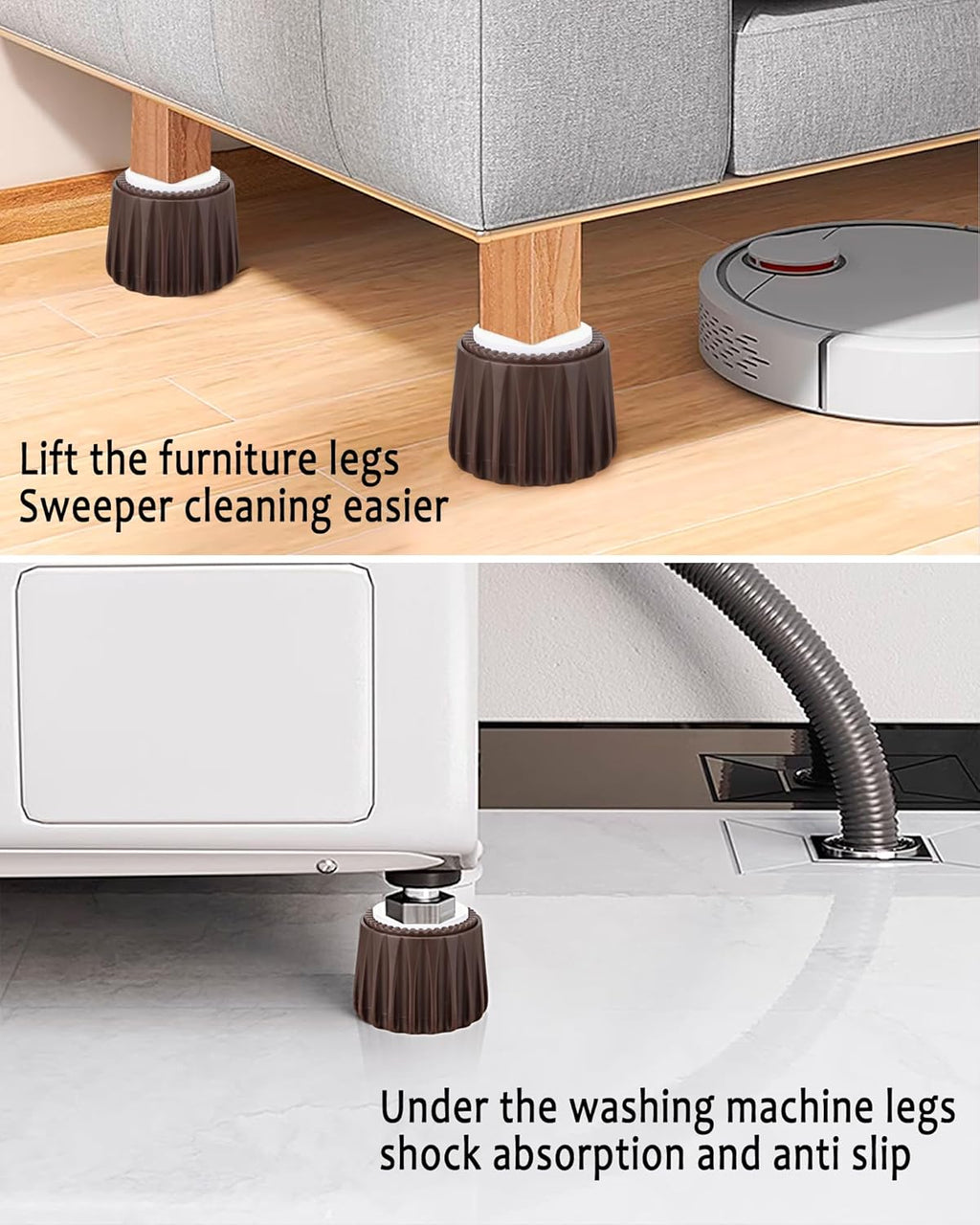 Adjustable Furniture Bed Risers 2.1-2.8 Inch, Anti Slip Plastic for Sofa Couch Desk Chair M803262