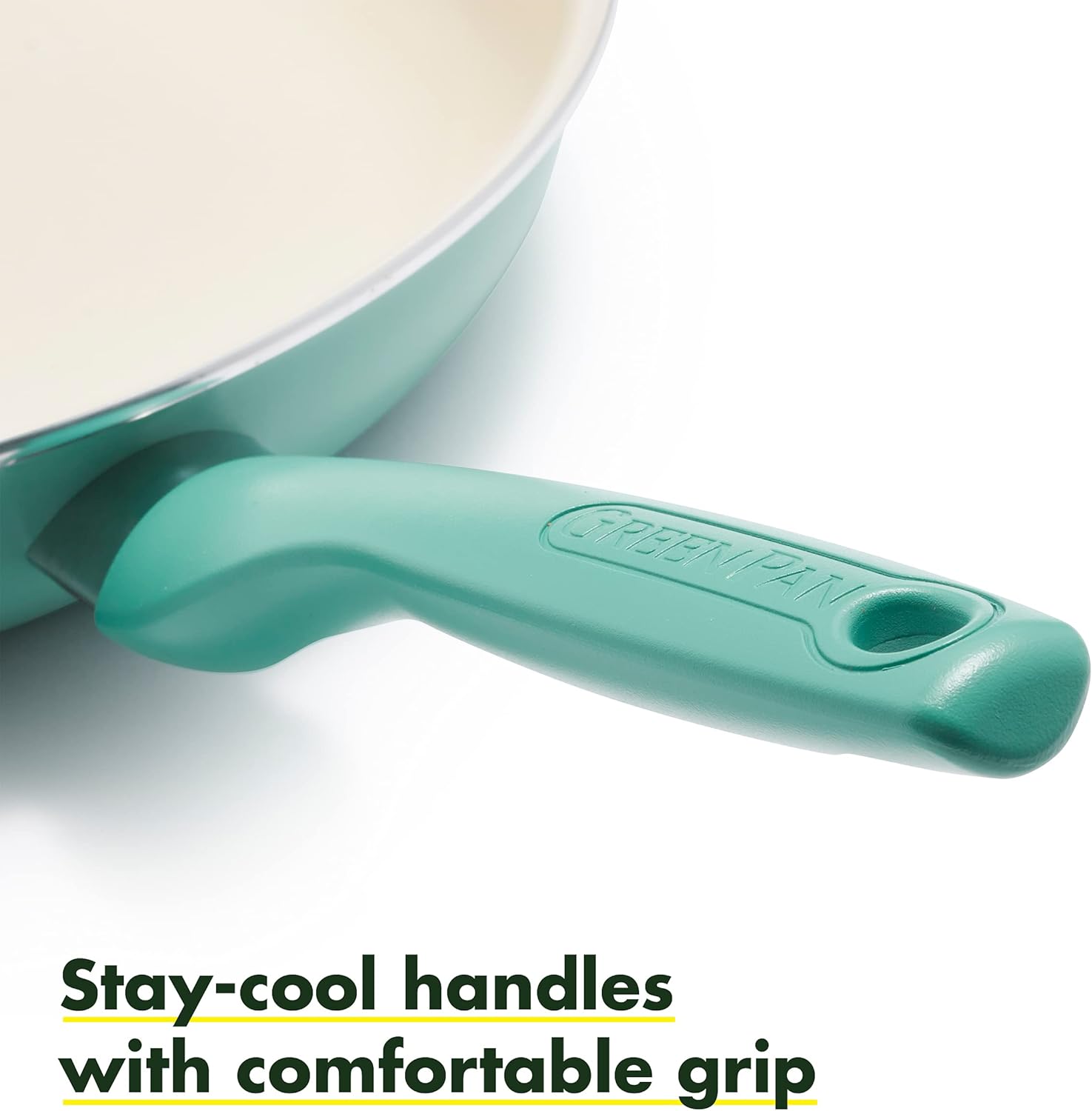 Healthy Ceramic Nonstick 13.5" Frying Pan Skillet with Helper Handle, Turquoise L707