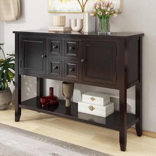 Farmhouse Sideboard Buffet Cabinet with Storage Drawers and Bottom Shelf Y384