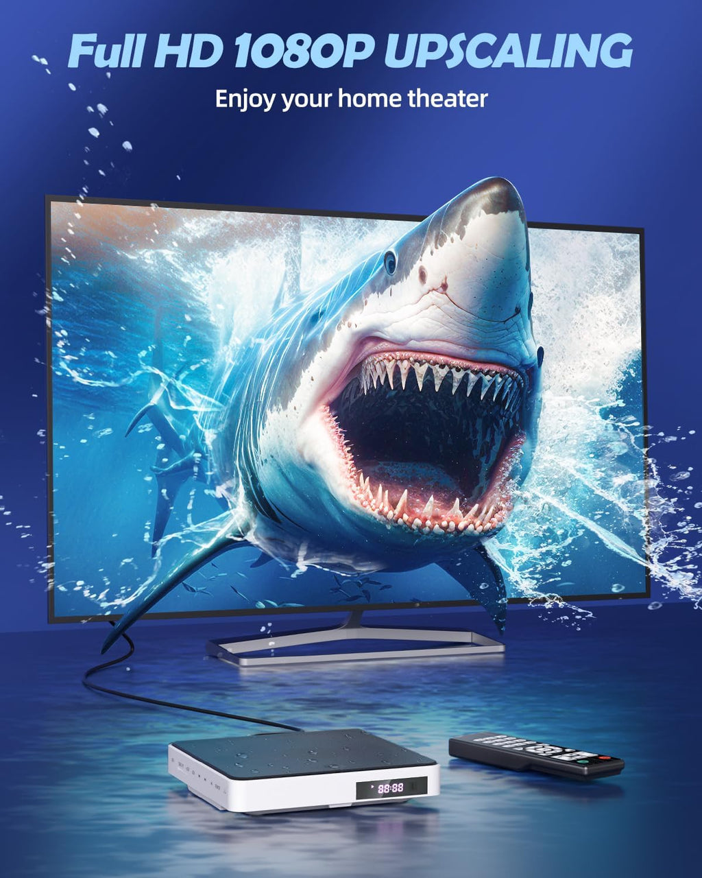 1080P Mini DVD Player for TV with HDMI, RCA Cable, Remote Control, USB and CD Support G5477