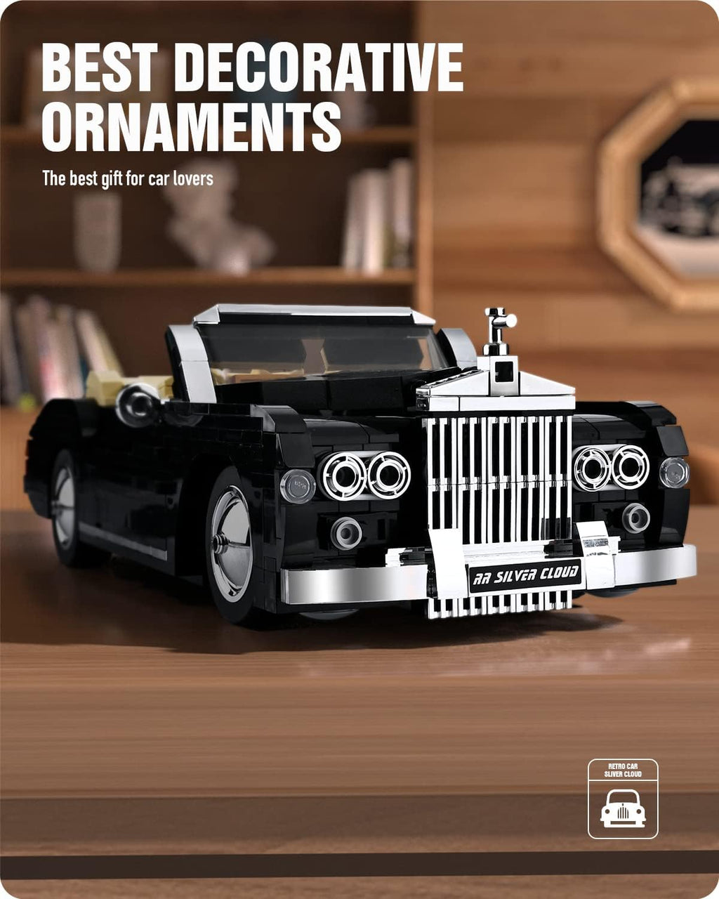 Retro Sports Car Model Building Blocks Set, 1:14 Scale Collectible Toy T12774