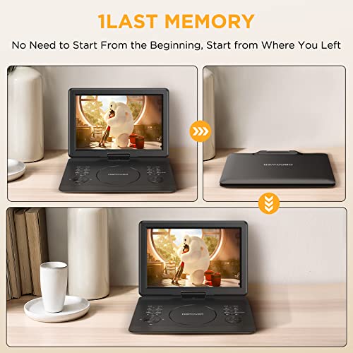 Portable DVD Player with 14.1" HD Swivel Screen, Supports DVD/USB/SD, 6 Hrs Battery I3741