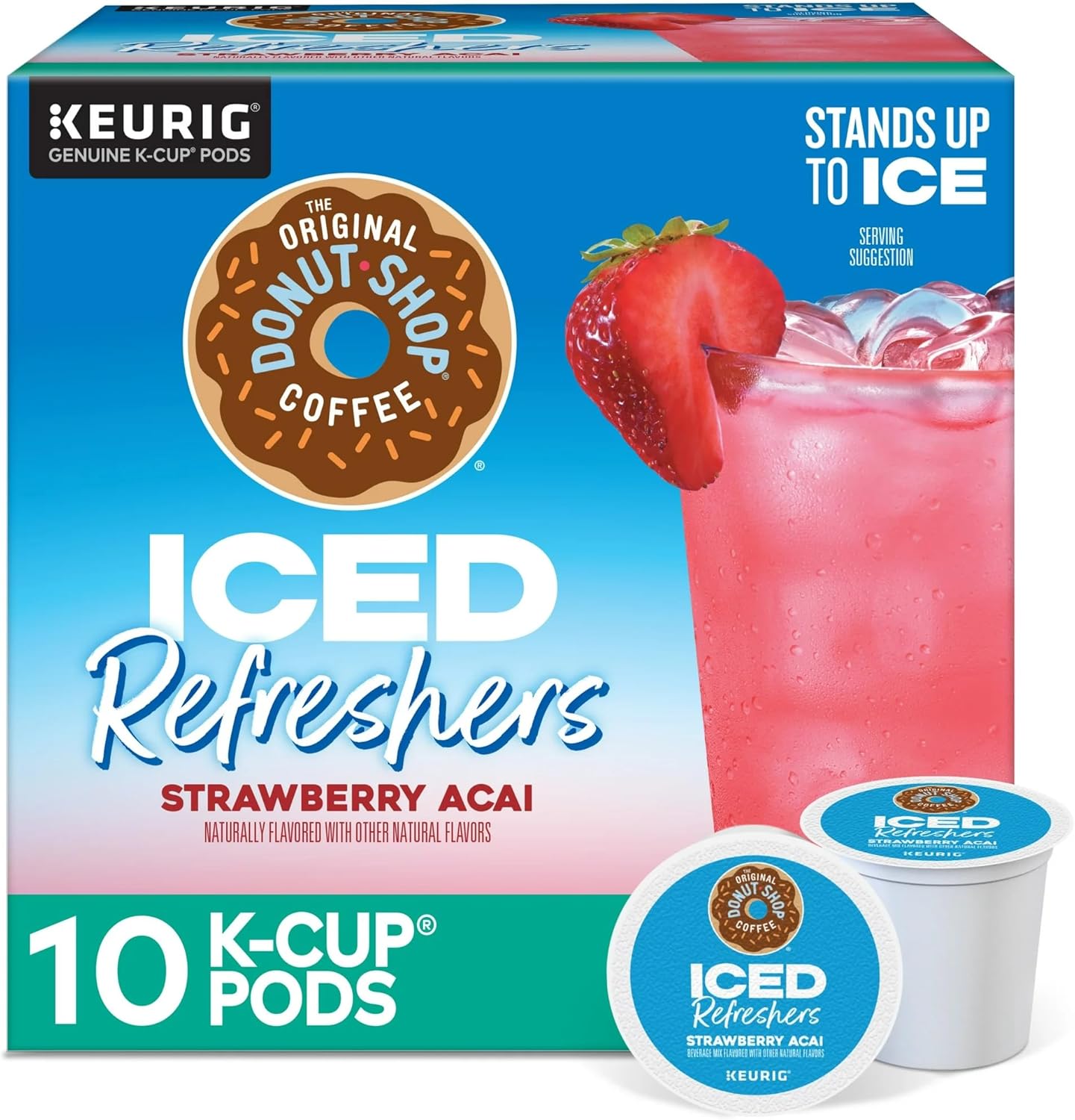 Single-Serve Coffee Maker, Blue, Brews Hot and Iced Coffee, 3 Cup Sizes L389963