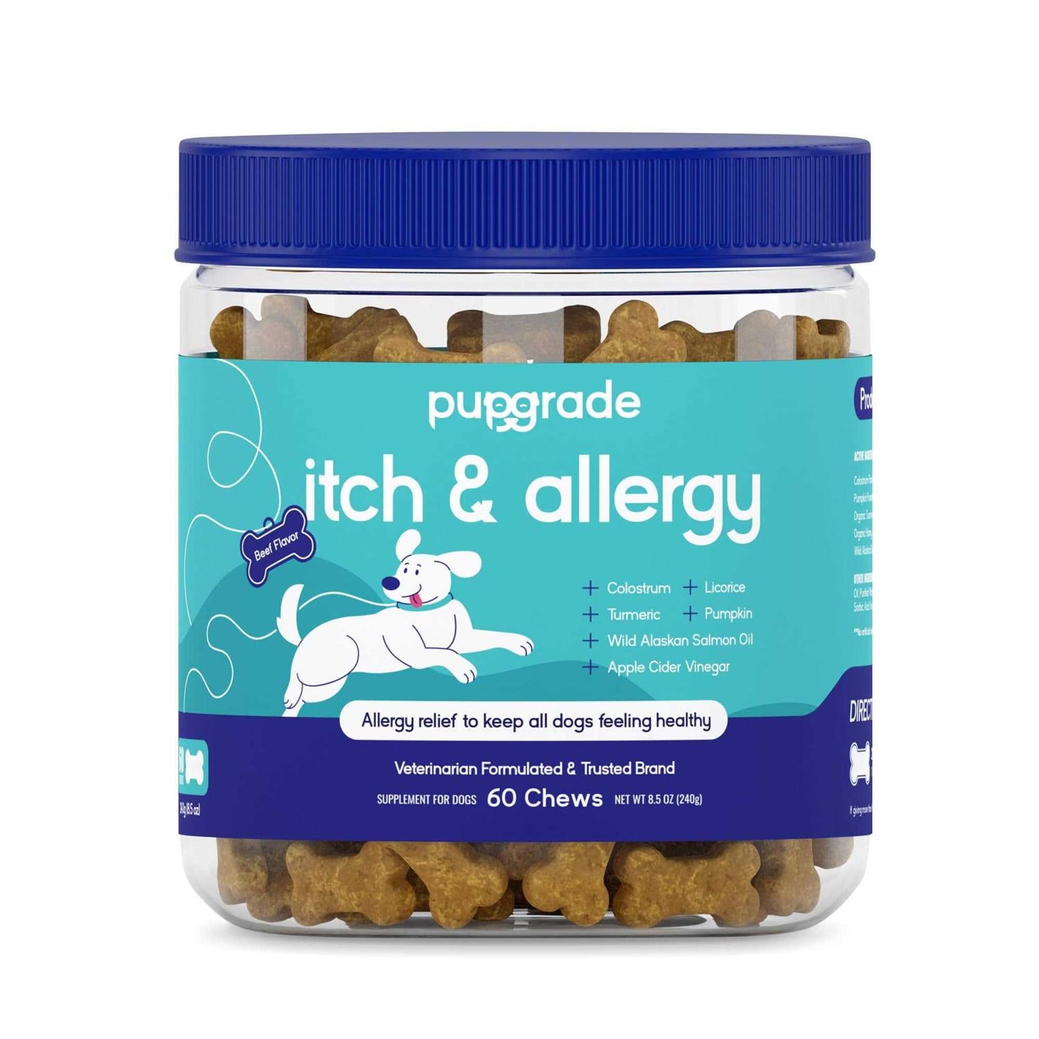 PupGrade Itch &amp; Allergy Chew Supplement for Dogs Improved Immune Support &amp; Seasonal Allergies with Alaskan Salmon Fish Oil - Pet Supplies online store