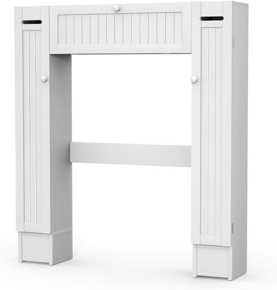 Freestanding Over The Toilet Cabinet with 2 Side Doors, White Y661