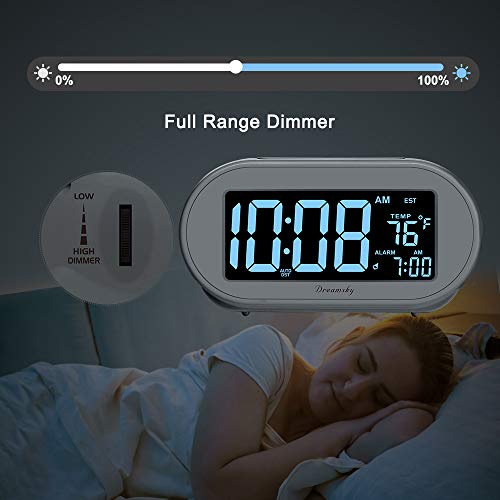 Alarm Clock for Bedrooms, Auto Set Digital Desk Clock with Dimmable Brightness, USB Port, Snooze J688986