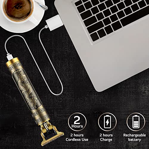 Cordless Hair Trimmer for Men, T Blade Rechargeable Beard Clipper with Ear Spoon Tool Set G64419