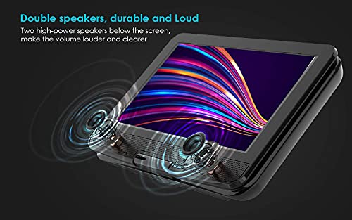 Portable DVD Player 12.5" with 10.5" HD Swivel Screen, 5 Hrs Rechargeable Battery, Region-Free, Remote Control, USB & SD, Purple B7865