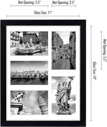 11x14 Collage Picture Frame with Shatter-Resistant Glass for Five 4x6 Photos P268914