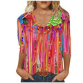 V Neck Summer Shirts Women Elbow Length Sleeve Basic Tops Casual Loose Plus Size Spring Blouse Dressy Casual Tunics