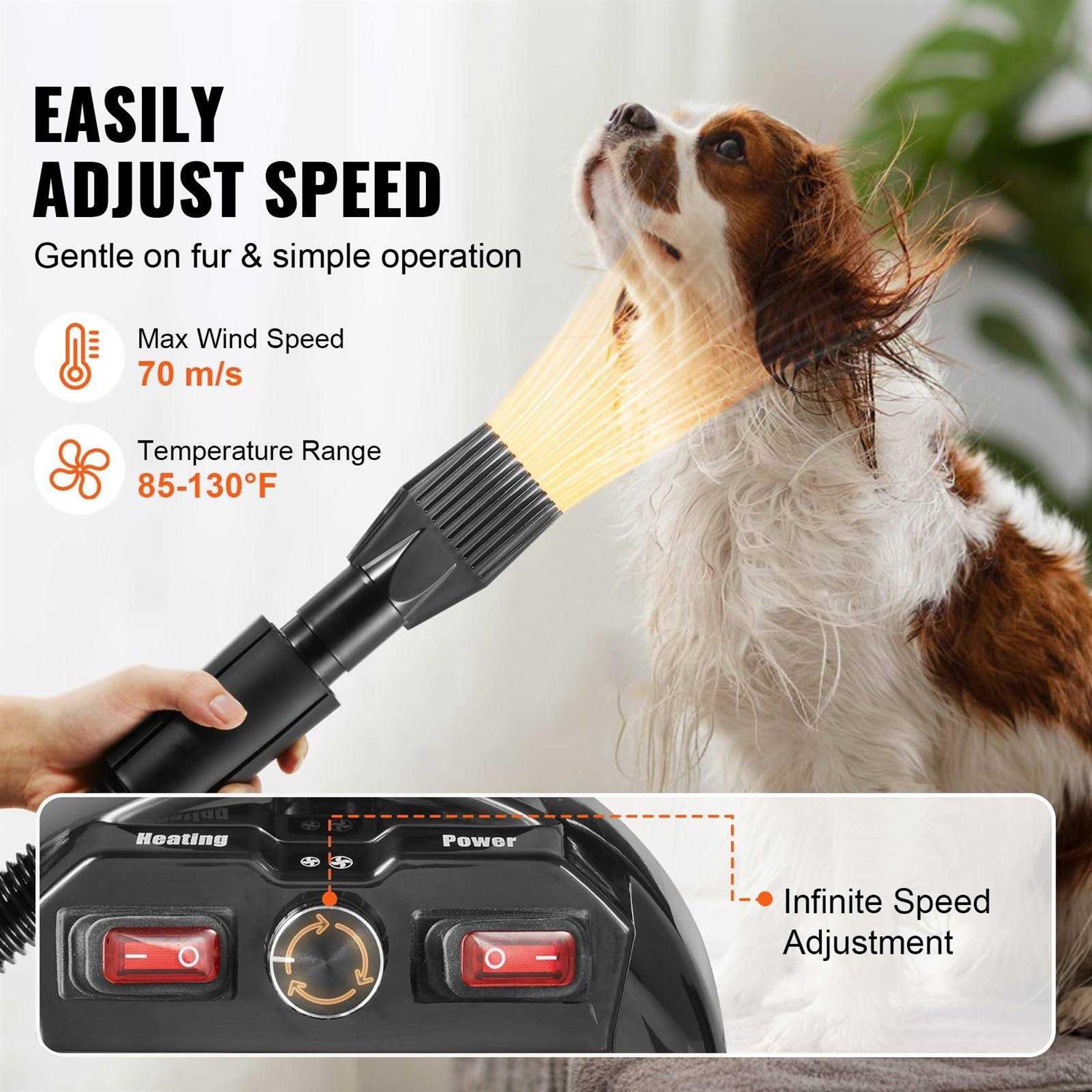 Dog Dryer 2000W with Adjustable Speed and Temperature Control, 4 Nozzles G789