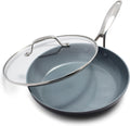 GreenPan Valencia Pro Hard Anodized Healthy Ceramic Nonstick 10" Frying Pan Skillet with Lid, PFAS-Free, Induction, Dishwasher Safe, Oven Safe, Gray