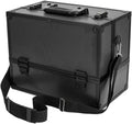 Portable Makeup Train Case - 6 Trays Cosmetic Cases Makeup Storage Organizer Box with Lock and Compartments 11x8.5x14in, black, YUGUO01