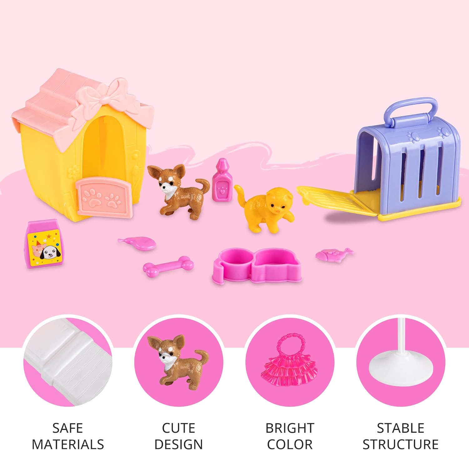 Doll House for 12" Dolls, 2-Story Portable Dollhouse with Loft and Furniture A509387