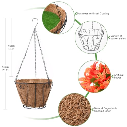 Artificial Hanging Violet Flowers in Basket for Patio Garden Decor H164916