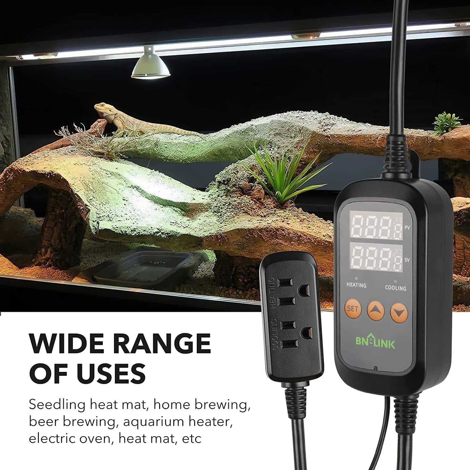 Digital Temperature Controller Heating Cooling 2-Stage Outlet Thermostat for Reptiles Aquarium Homebrew X76320