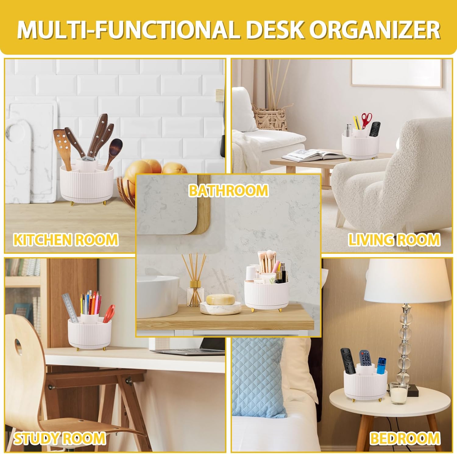 Makeup Brush Holder, Rotating Cosmetic Organizer for Desk C5232