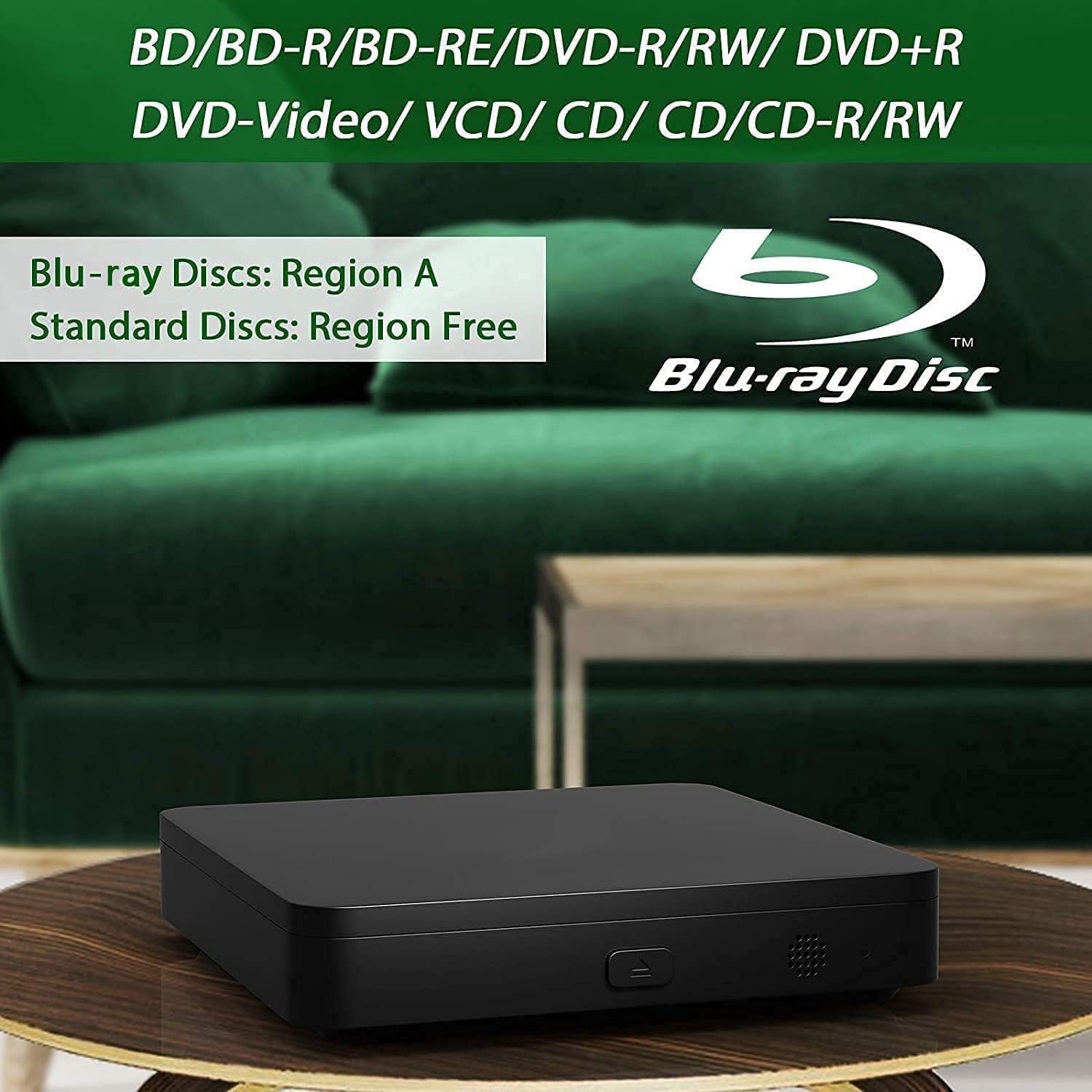 Blu Ray DVD Player, Ultra Mini 1080P, HDMI/AV Output, USB Support A7358