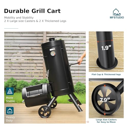 Heavy Duty Charcoal Grill with Offset Smoker, 942 sq.in. Cooking Area O839549