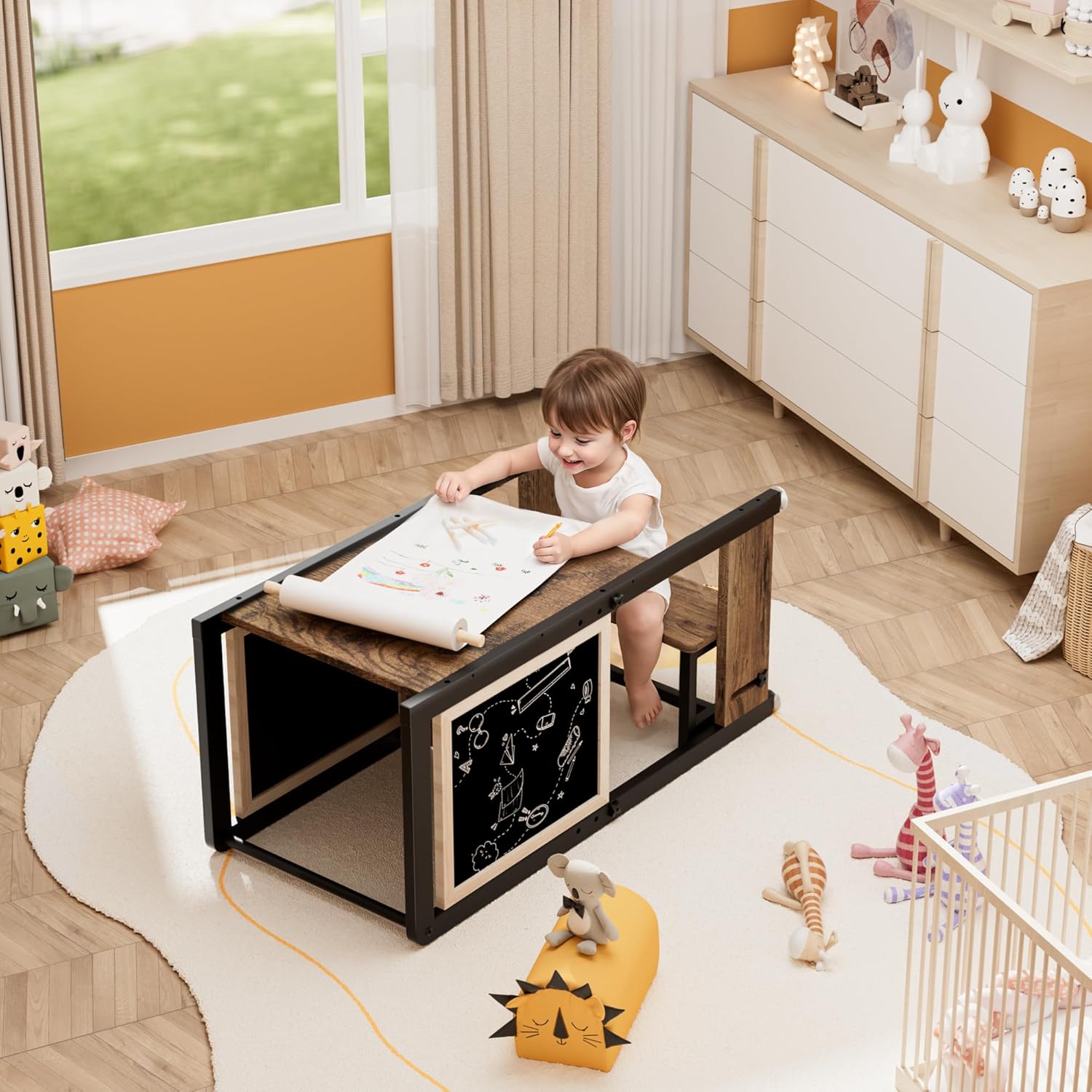 Toddler Kitchen Helper Stool with Adjustable Height, 4-in-1 Standing Tower J289