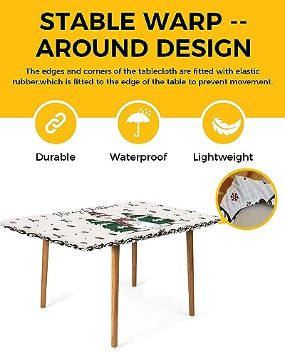 Fitted Tablecloth Elastic Edge Waterproof Marble Print for 5ft Tables F3621