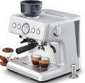 Joy Pebble Espresso Machine,15 Bar Professional Espresso Maker with Coffee Bean Grinder Milk Frother,Coffee Machine for Espresso/Cappuccino/Latte,Single & Double Cup,Stainless Steel