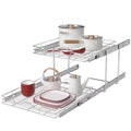 OCG 2 Tier Pull Out Cabinet Organizer (7.5" W x 21.5" D), Pull Out Drawers for Kitchen Cabinets, Pull Out Shelves for Base Cabinet Organization in Kitchen Bathroom Pantry, Chrome Finish