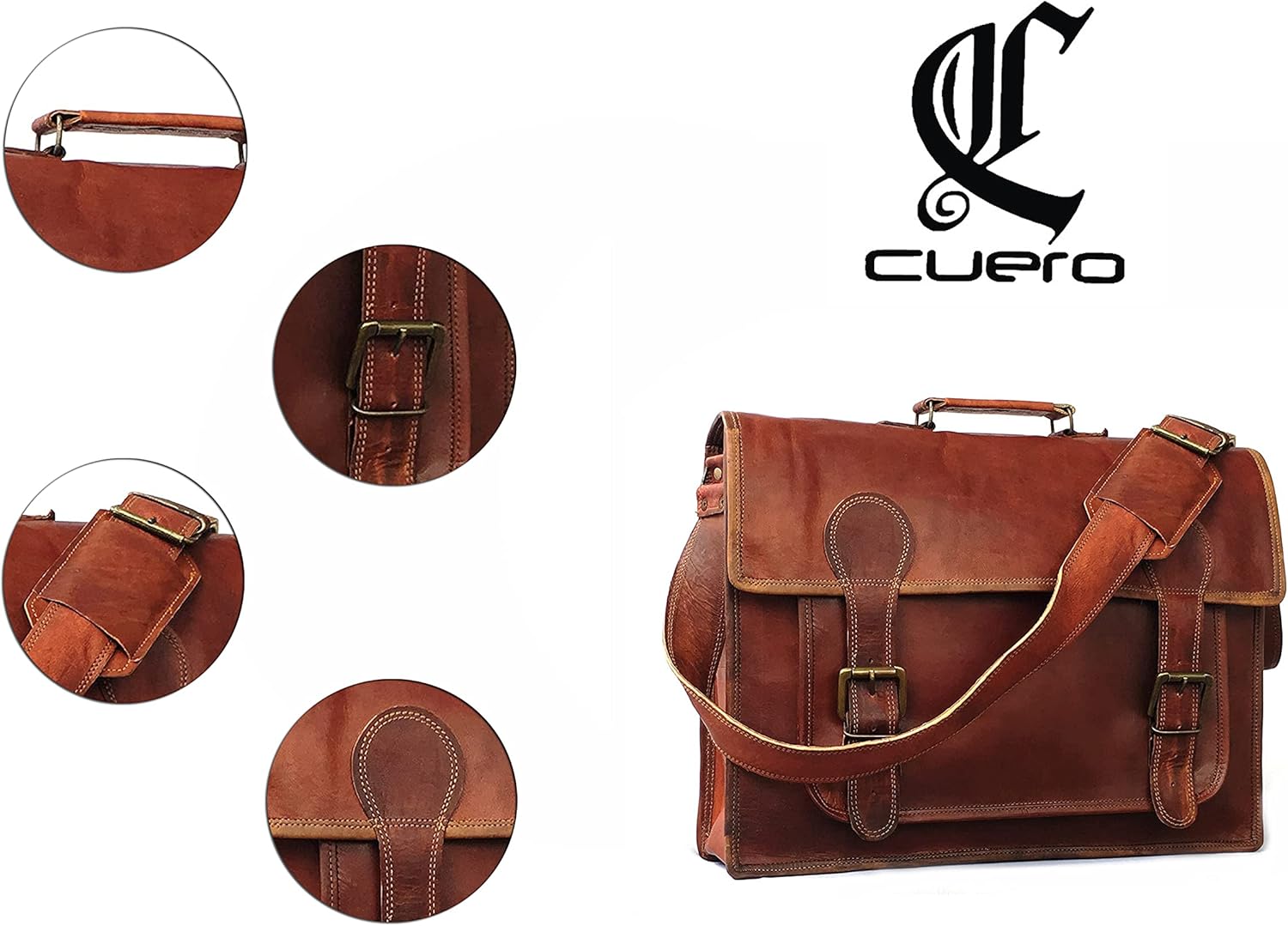 Vintage Leather Messenger Bag Laptop Briefcase Crossbody Q2855