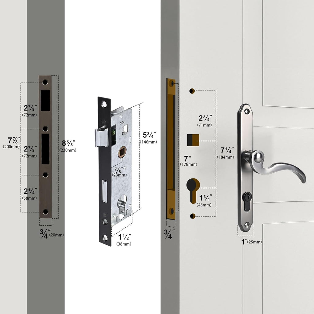 Brushed Dark Bronze Mortise Lock Set for Exterior Doors Y617