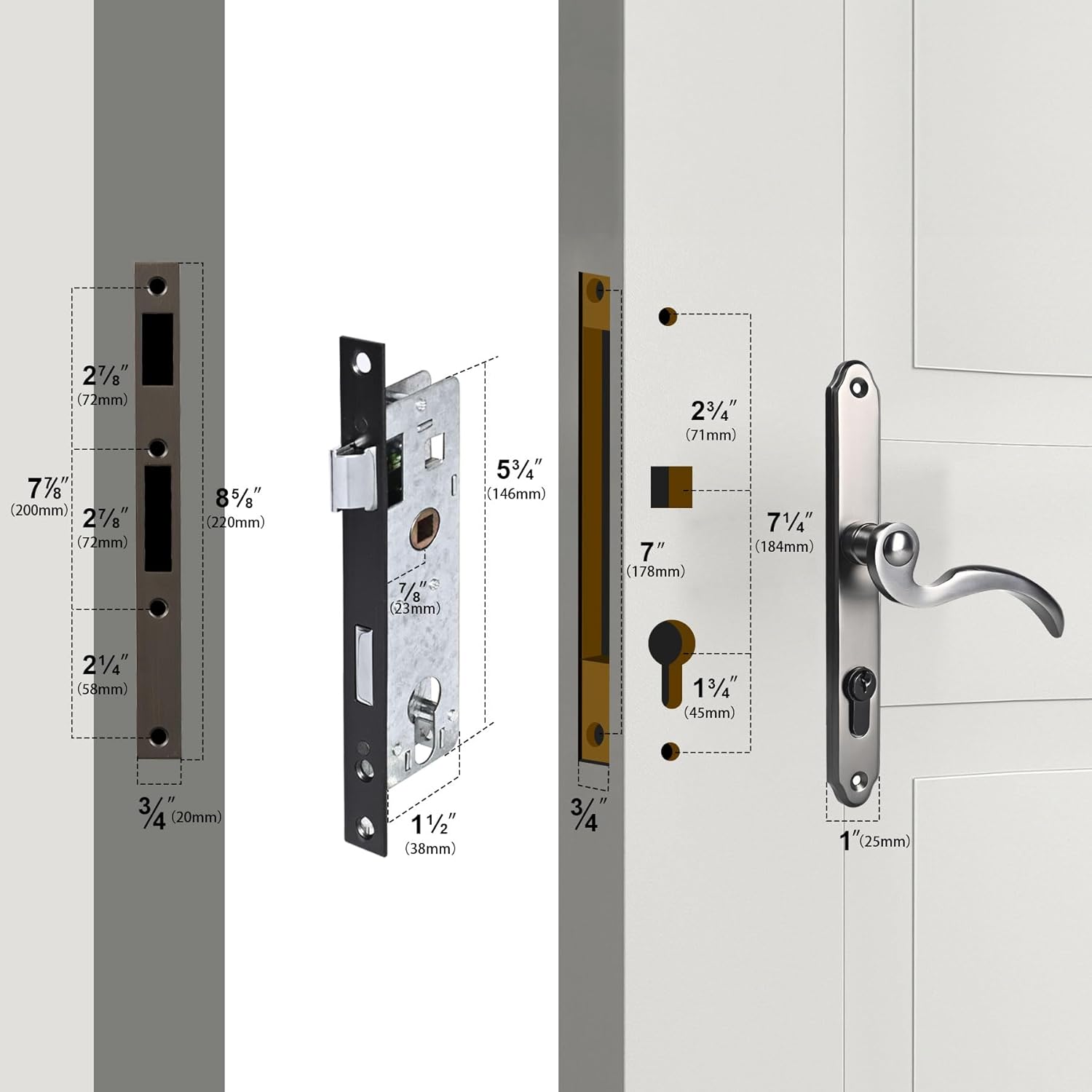 Brushed Dark Bronze Mortise Lock Set for Exterior Doors Y617