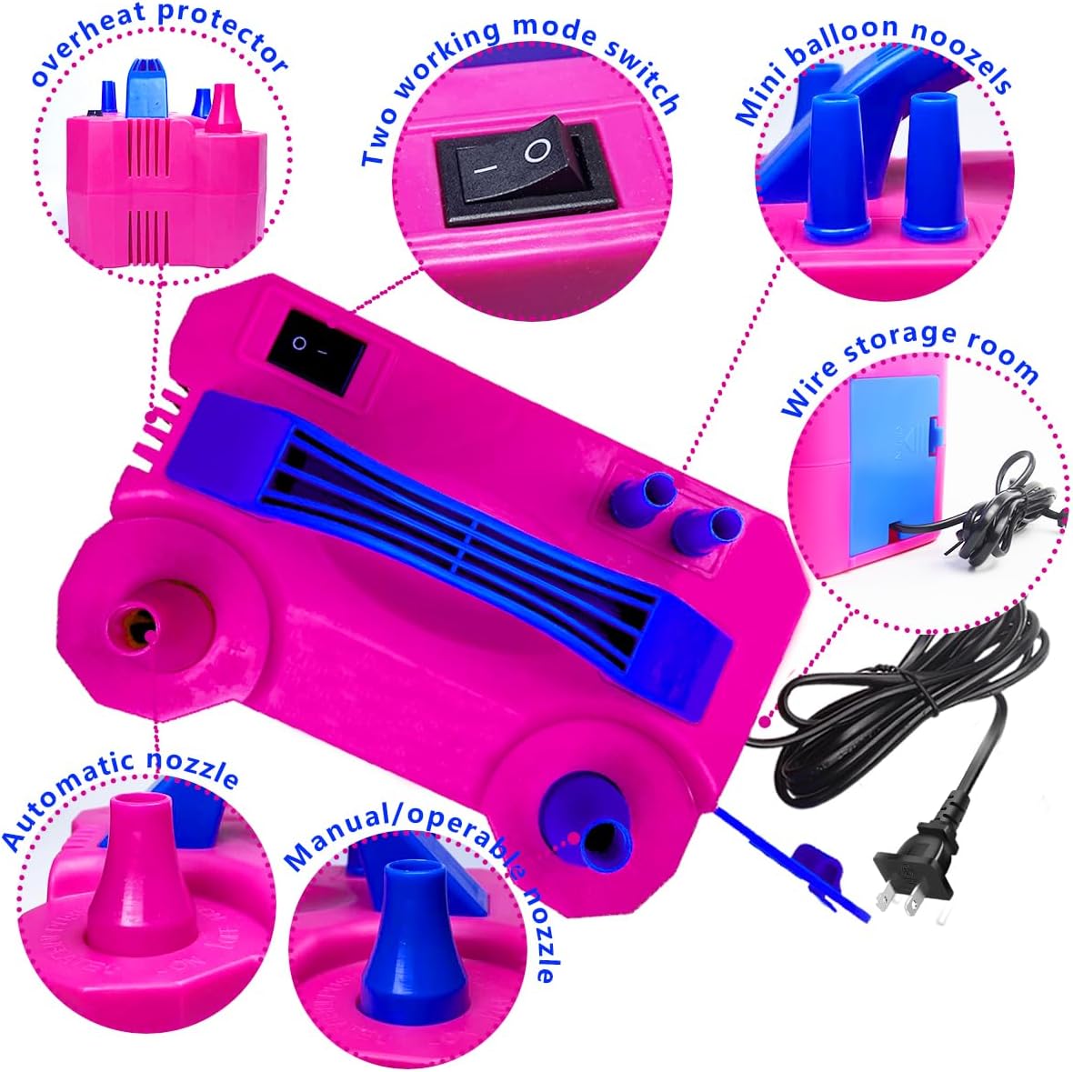 Portable Electric Balloon Pump with 2 Modes, Inflator for Party Decoration C170956