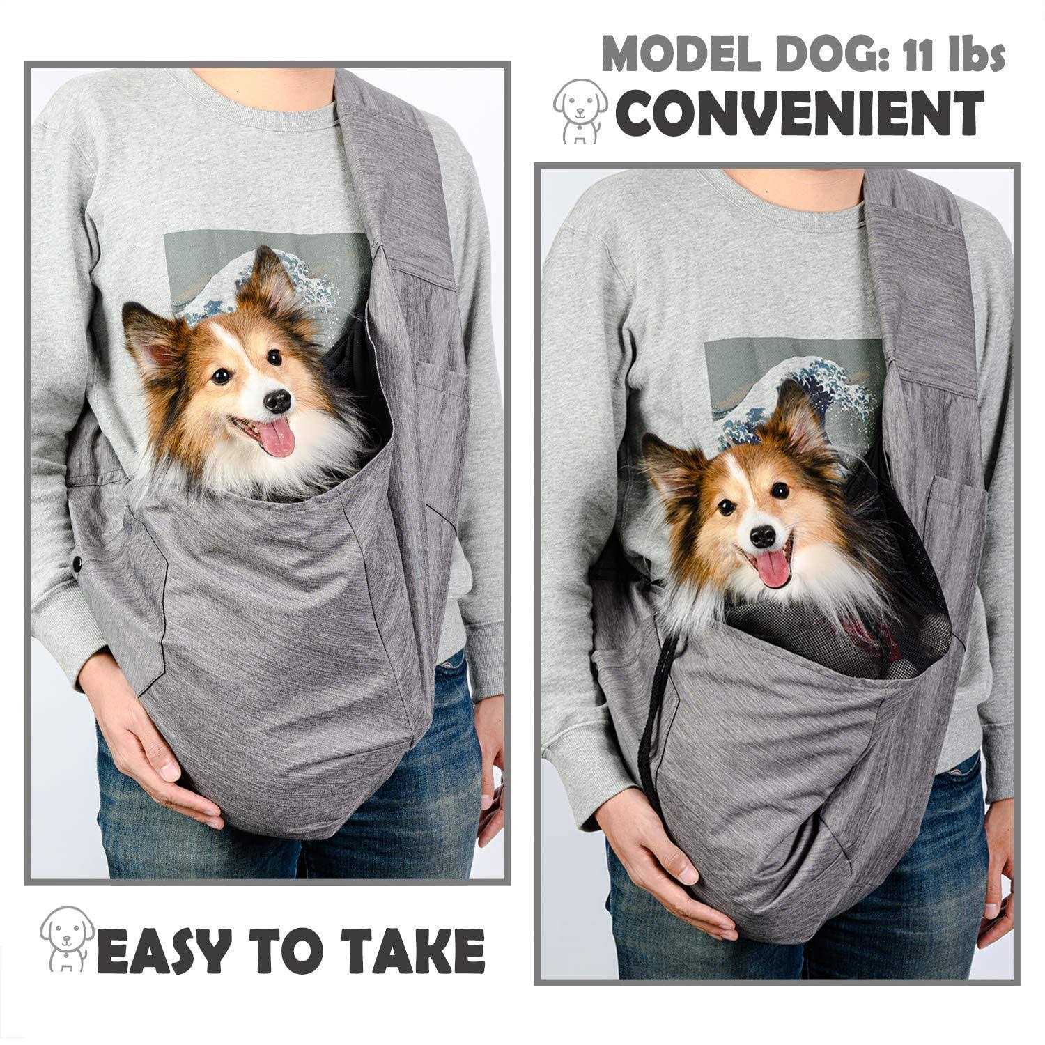 Dog Sling Carrier for Small and Medium Dogs with Adjustable Padded Shoulder R605