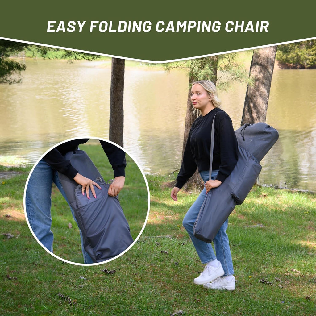 Folding Padded Outdoor Camp Chair for Adults, Supports 300 LBS H172760