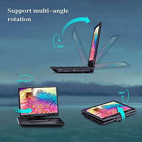 Portable DVD Player with 12.5" HD Swivel Screen, 6-Hour Battery, Car Mount Included M3843