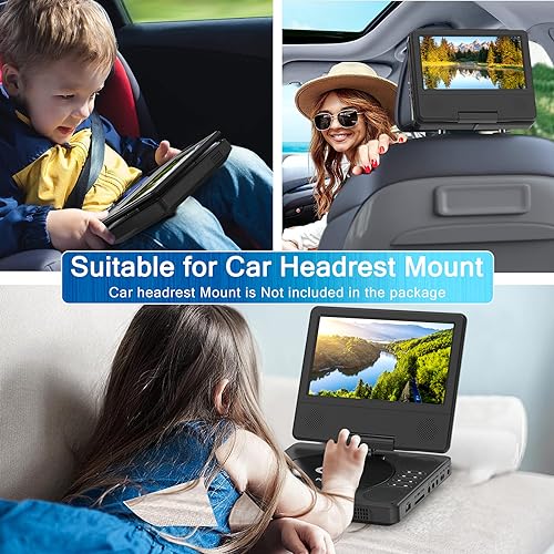 Portable DVD Player with 7.5" Swivel Screen, 5-Hour Battery, SD/USB/CD Support, Black W579