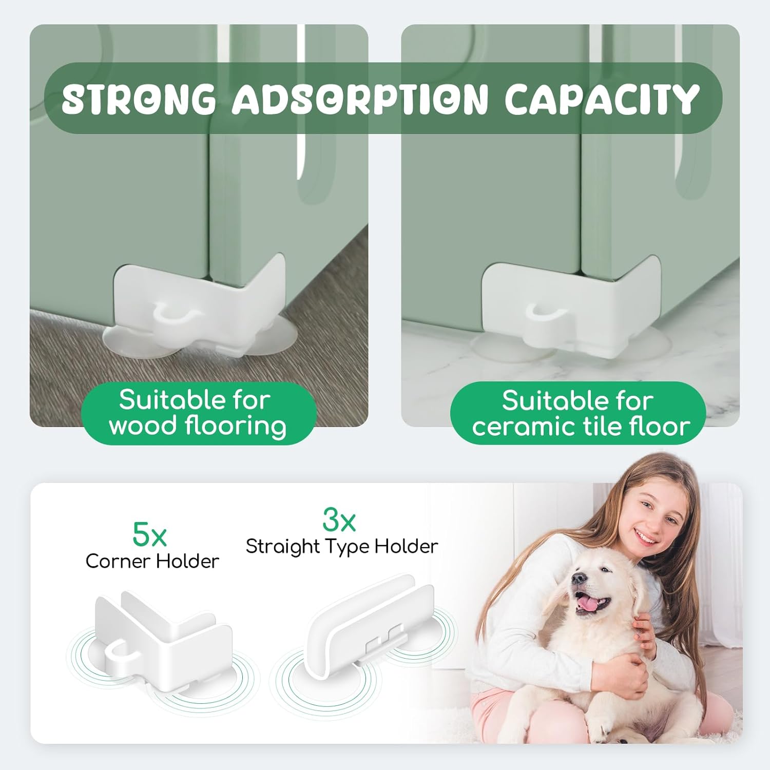 Dog Playpen with Door, 6-Panel 24" Indoor Puppy Playpen, Green X360