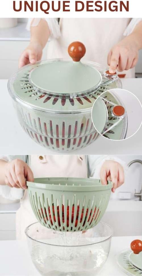 Salad Spinner, Manual Fruit and Vegetable Dryer with Storage Container X41394