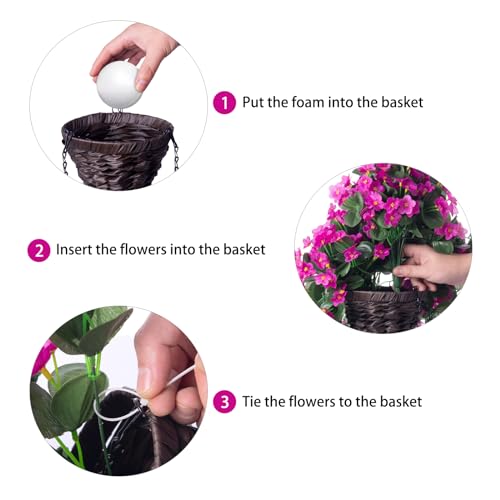 Faux Silk Hanging Flower Basket for Outdoor Porch Patio Decor E6149