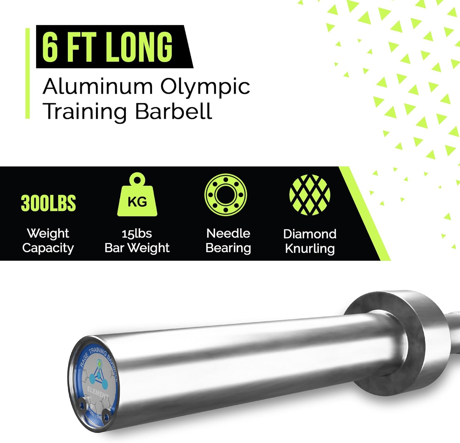 Olympic Training Barbell 6FT, 15 Pound, 300 LBS Capacity, Home Gym Strength Training Bar P6260