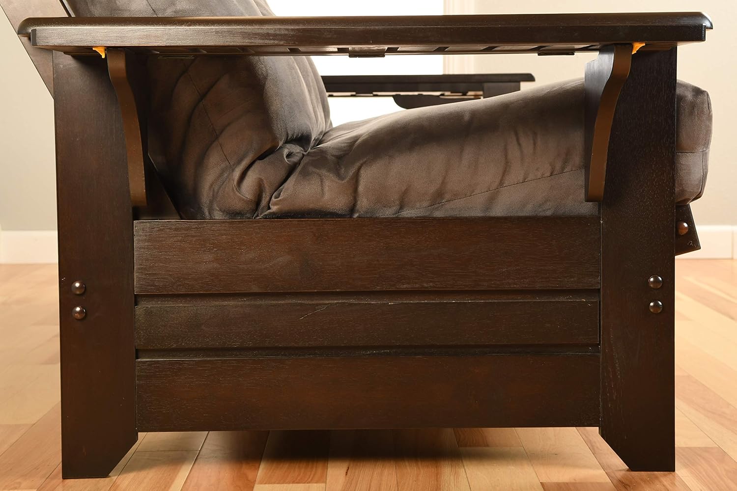 Full Size Futon in Espresso Finish, Linen Charcoal K208
