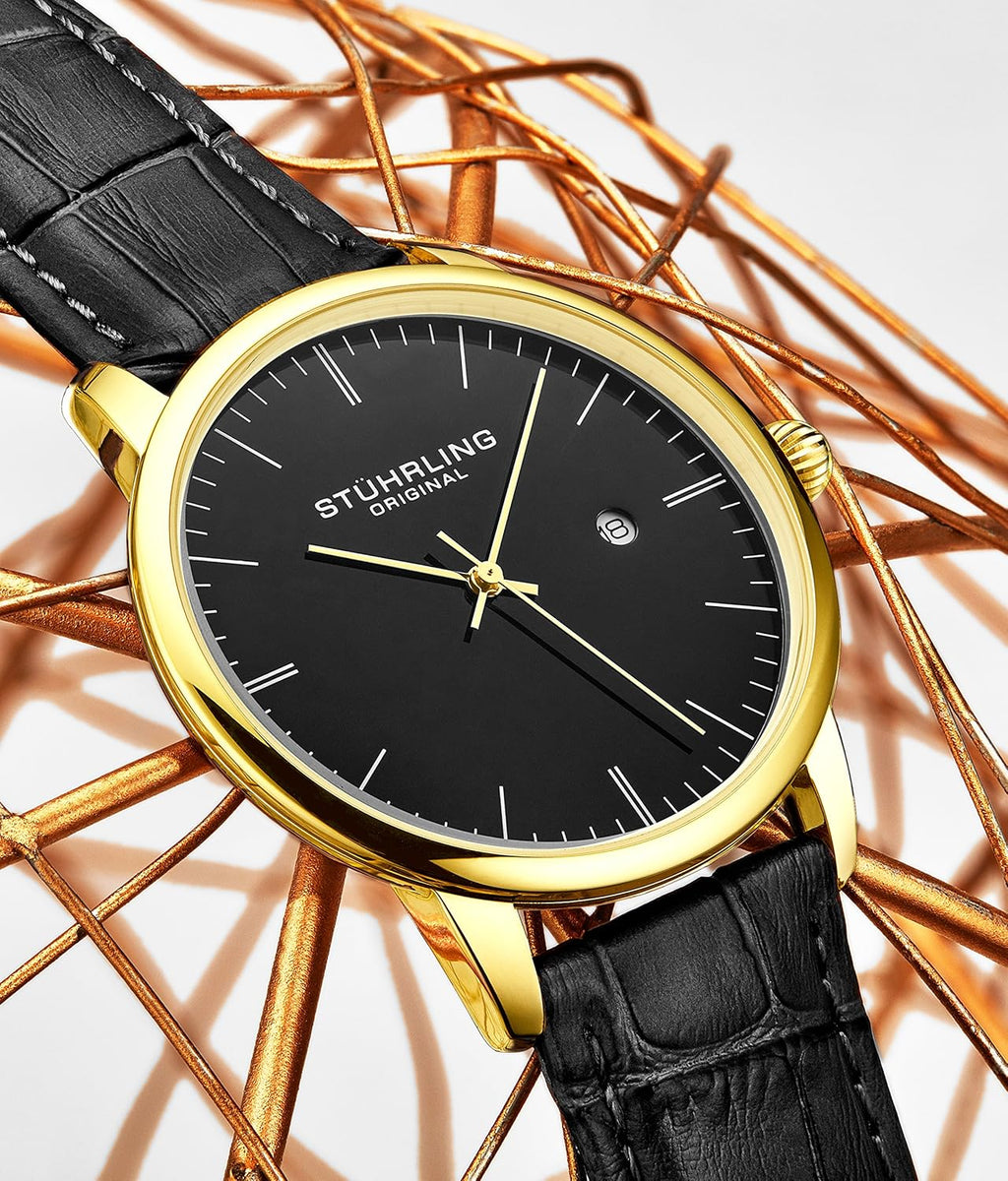 Men's Watch with Calfskin Leather Strap, Analog Dial with Date Q172039