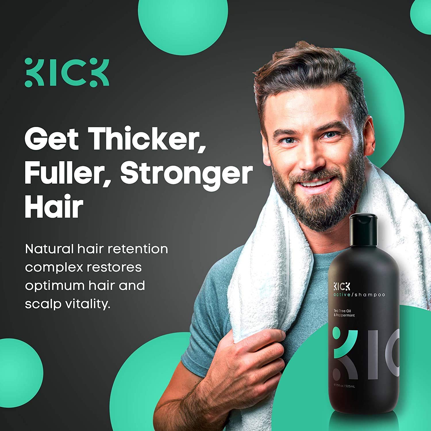 Men's Sulfate Free Shampoo with Peppermint and Tea Tree Oil for Thinning Hair, 17oz N45606