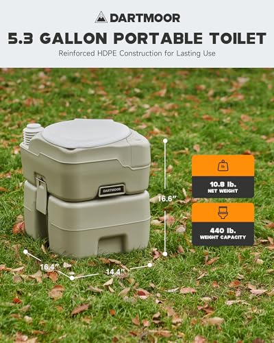 Portable Toilet, 5.3 gal. Camping Toilet with Built-in Handle P249
